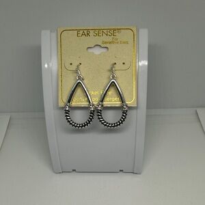 Silver Teardrop Earrings with Rhinestones. Nickel free and Hypoallergenic